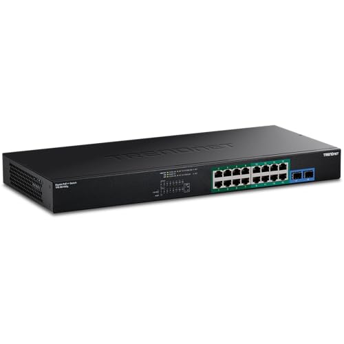 TRENDnet TPE Rackmount Gigabit Switch, 16x RJ-45, 2x SFP, 440W PoE++/PoE+ (TPE-BG182g)