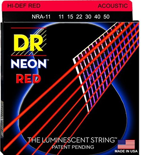 DR Strings Neon Red Acoustic Custom Light (NRA-11)