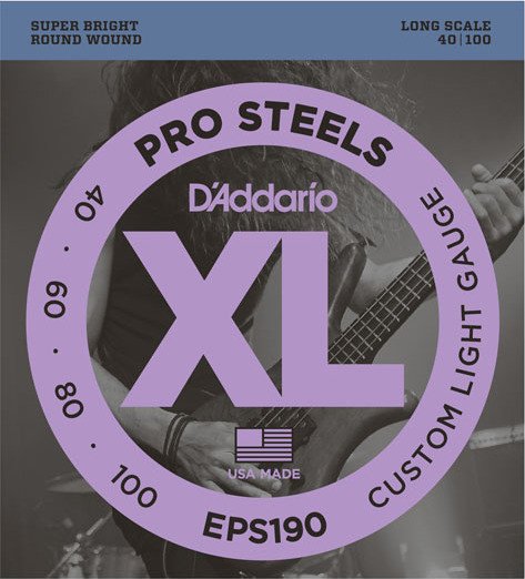 D'Addario ProSteels Bass Custom Light, Long Scale (EPS190)