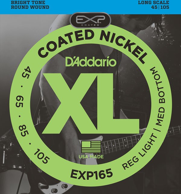 D'Addario EXP Coated nickel Wound Bass Light top / Medium Bottom, Long Scale (EXP165)