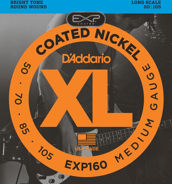 D'Addario EXP Coated nickel Wound Bass Medium, Long Scale (EXP160)