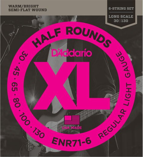 D'Addario XL Half Rounds 6-string Bass regular Light, Long Scale (ENR71-6)