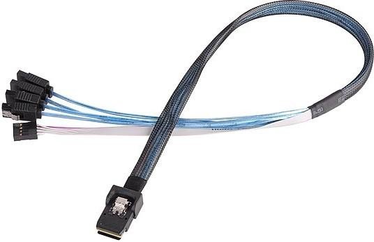 SilverStone cable mini SAS HD x4 SFF 8087 connectors to 4x SATA 7-Pin plug, 0.5m (SST-CPS03-RE / 40149)