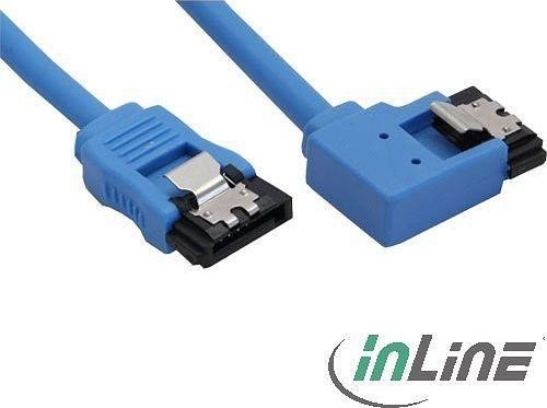 InLine SATA-Kabel blau, gerade/links gewinkelt 0.5m (27705L)