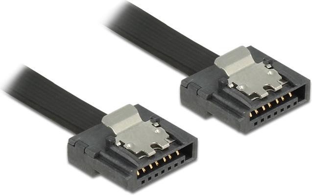 DeLOCK Flexi SATA 6Gb/s cable black 0.7m, straight/straight (83842)