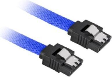 Sharkoon sleeve cable SATA 6Gb/s, 0.45m, blue, with locking