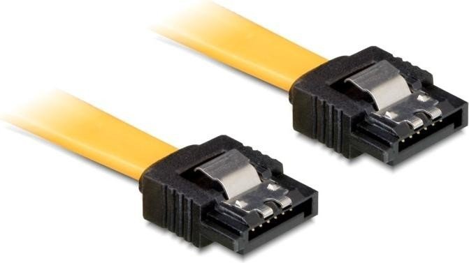 DeLOCK SATA cable yellow 0.3m with metal, straight/straight (82805)