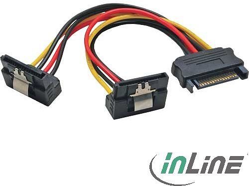 InLine SATA socket to 2x SATA plug Y cable, angled 0.15m (29683W)