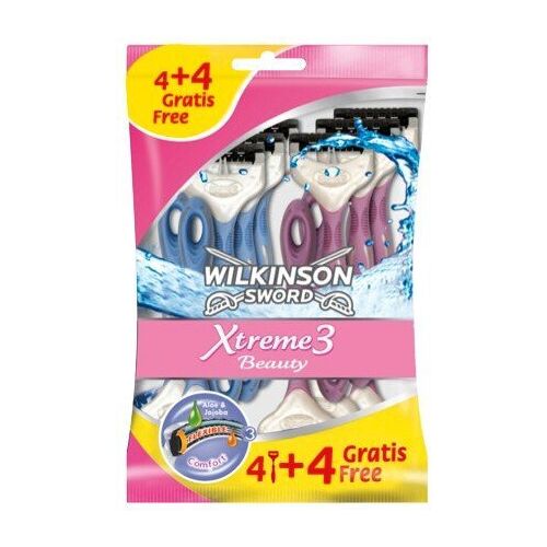 Wilkinson Sword Xtreme 3 Beauty 4 Disposable Razors with 4 Free Ones, Pack of 8