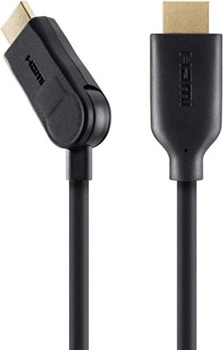 Belkin High Speed mit Ethernet HDMI 1.4 Kabel und gewinkeltem Stecker, 2m (F3Y024BF2M)