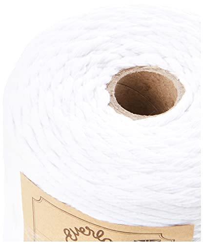 0.5KG SPOOLS EVERLASTO SINGLE TWIST SOFT COTTON MACRAME CRAFT TWINE 38/6 (4MM APPROX) (SNOW WHITE)