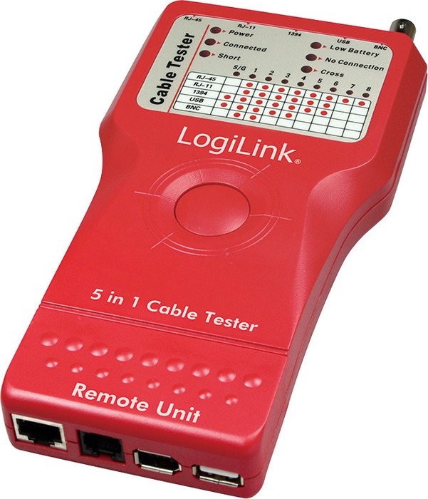 LogiLink cable tester for RJ-11/RJ-45/BNC/USB/IEEE1394 with Remote unit (WZ0014)