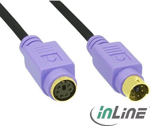 InLine PS/2 Verlängerung Stecker auf Buchse 2m, PC99, schwarz/violett (13342W)