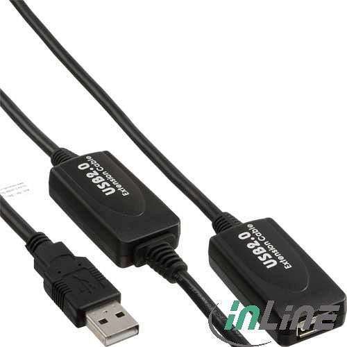 InLine USB 2.0 active extension cable A/A, 20m (34613I)