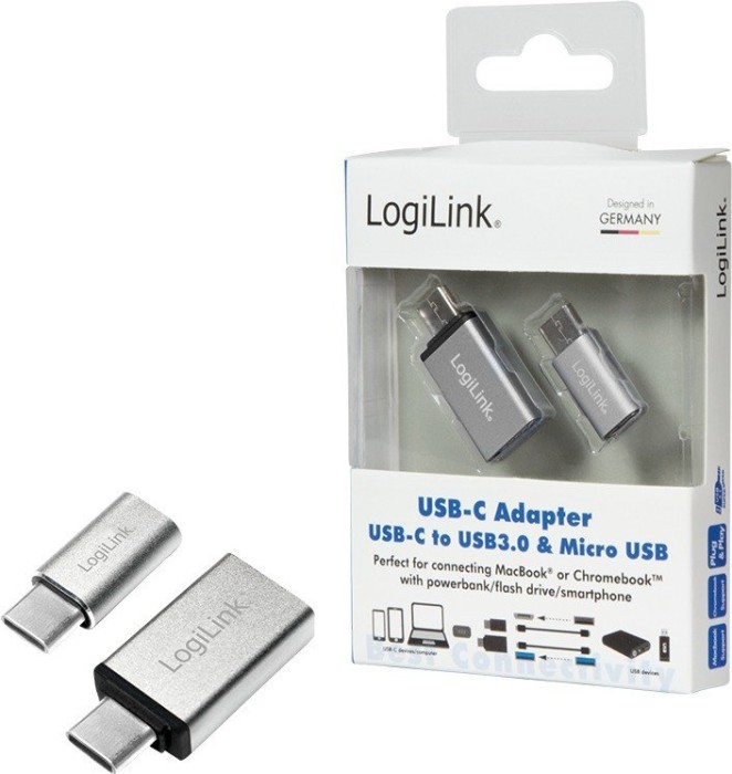 LogiLink Adapter Set USB-C 3.0 [Stecker]/USB-A 3.0 [Buchse]/USB 2.0 Micro-B [Buchse] (AU0040)
