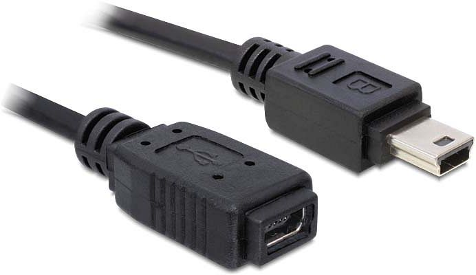 DeLOCK USB 2.0 cable mini-B 5-pin plug on socket, 1m (82667)