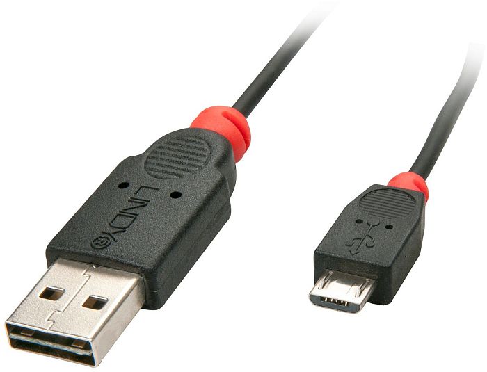 Lindy Easy Fit USB 2.0 cable, USB-A [plug] on micro-B [plug], 0.5m (31195)