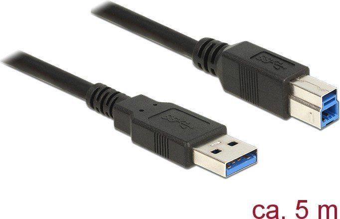 DeLOCK USB-A 3.0 [plug] to USB-B 3.0 [plug] adapter cable, 5m (85070)