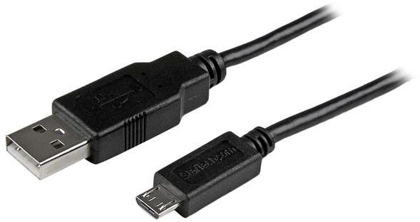 StarTech Slim-USB-A 2.0 to USB 2.0 micro-B adapter cable black, 0.5m (USBAUB50CMBK)