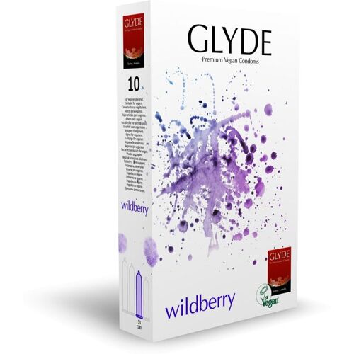 Glyde Ultra Wildberry Flavour Vegan Condoms 10 Pack Clear One Size