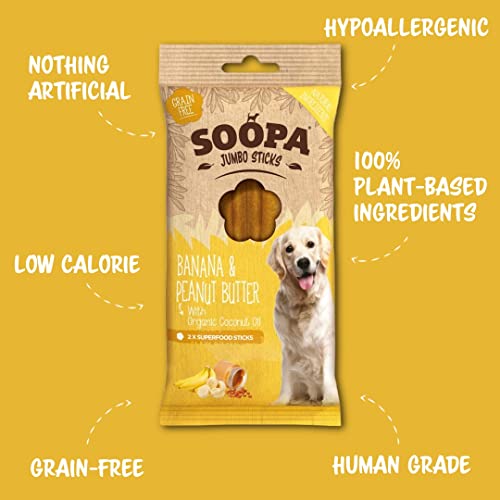 10 Pack Soopa Banana & Peanut Butter Jumbo Stick 170g, yellow, Extra Large