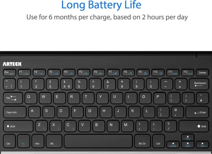 Arteck 2.4G wireless Keyboard Stainless Steel Ultra Slim, EN (HW086)