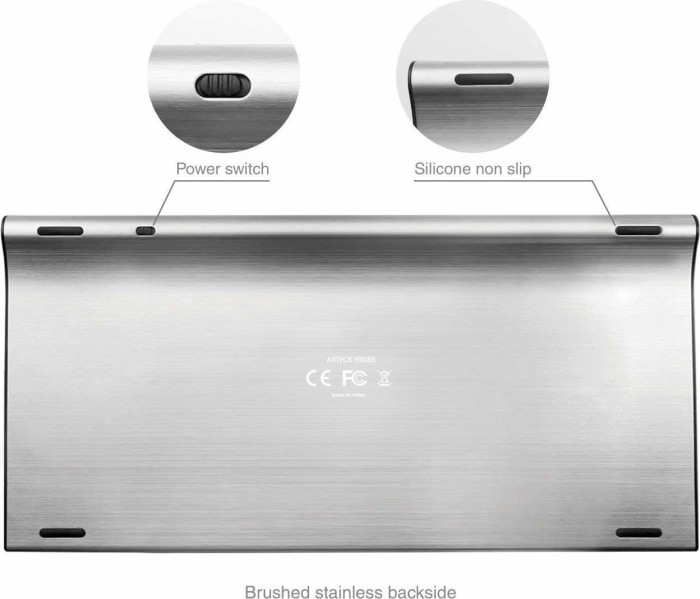 Arteck 2.4G wireless Keyboard Stainless Steel Ultra Slim, EN (HW086)