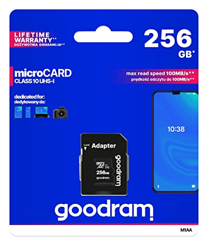 goodram M1AA R100 microSDXC 256GB Kit, UHS-I U1, Class 10 (M1AA-2560R12)