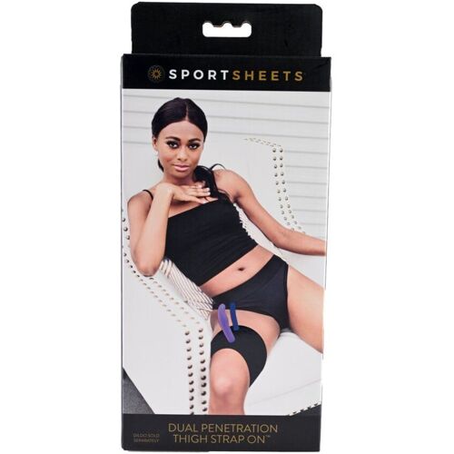 Sportsheets Strap On - Dual Penetration Thigh Strap On Black One Size