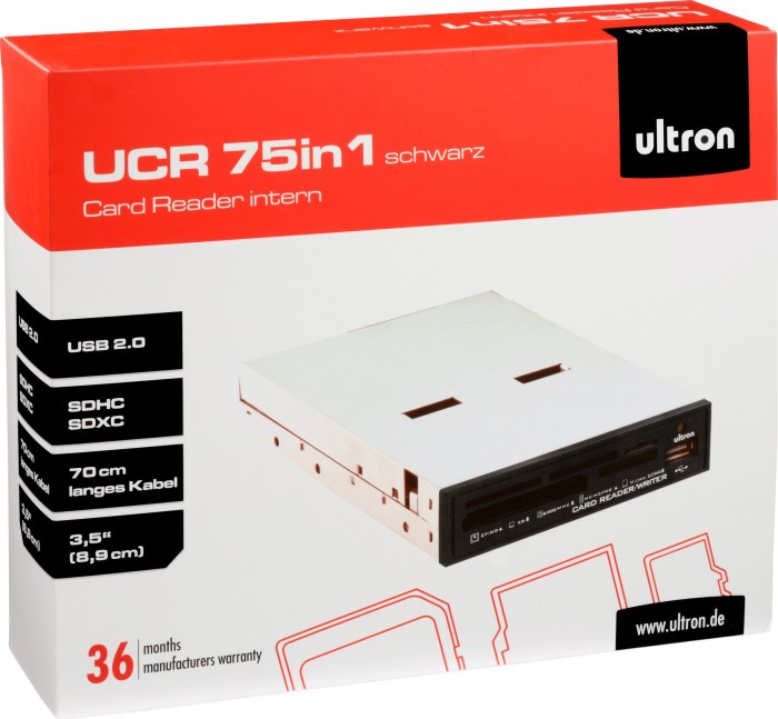 Ultron UCR 75in1 black Multi slot-Card Readers, USB 2.0 9-Pin receptacle [plug] (42565)