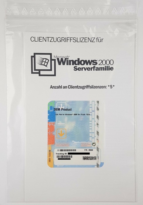 Microsoft Windows 2000 Server DSP/SB, 5 User CAL (additional licenses) (German) (PC) (C78-00688)