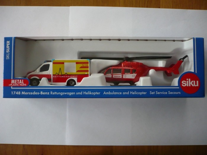 SIKU Super Mercedes-Benz Rettungswagen and helicopter (1748)