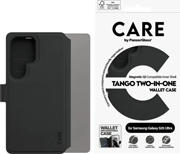PanzerGlass Care Feature case tango Two-in-One wallet magnetic Qi for Samsung Galaxy S25 Ultra black (CRRFTWLG38488)