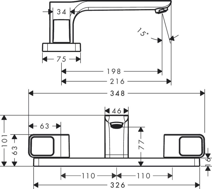 Hansgrohe AXOR Urquiola 3-hole bath faucet chrome (11436000)