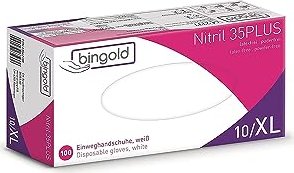 Bingold Nitril 35Plus Einweghandschuhe XL weiß, 100 Stück