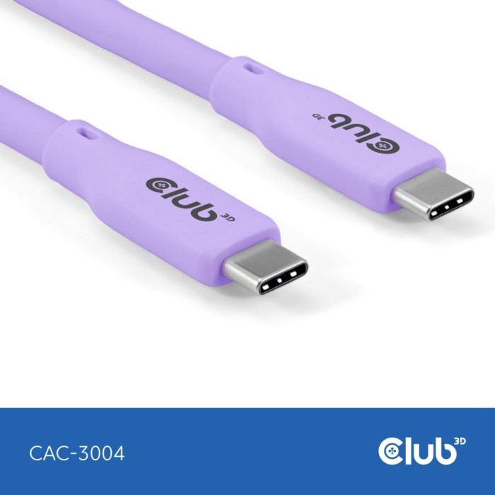 Club 3D USB4 cable, 20Gb/s, 240W PD EPR, USB-C plug to USB-C plug, 2m, lilac (CAC-3004)