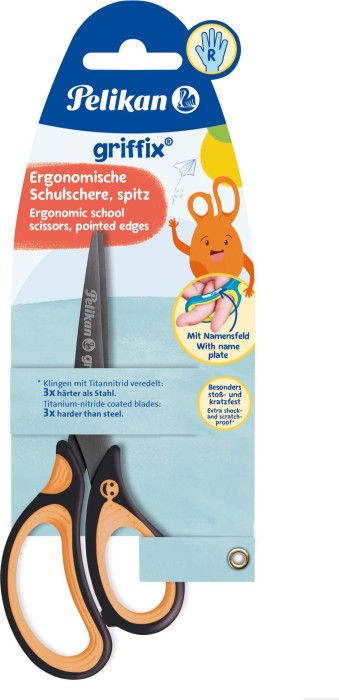 Pelikan griffix school scissor 15cm Neon Black, pointed, right hander, blister packaging (819060)
