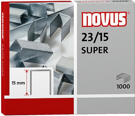 Novus 23/15 SUPER printer staples, steel wire galvanised, 1000 pieces (042-0044)