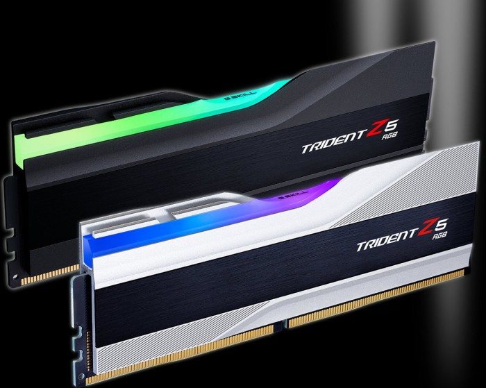 G.Skill Trident Z5 RGB silber DIMM Kit 32GB, DDR5-7200, CL34-45-45-115, on-die ECC (F5-7200J3445G16GX2-TZ5RS)